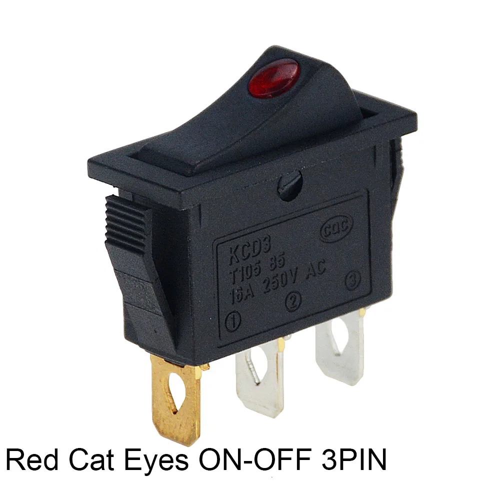 1PCS KCD3 Rocker Switch ON-OFF 2 Position Electrical equipment With Light Power Switch 16A 250VAC/ 20A 125VAC 30*13.5mm