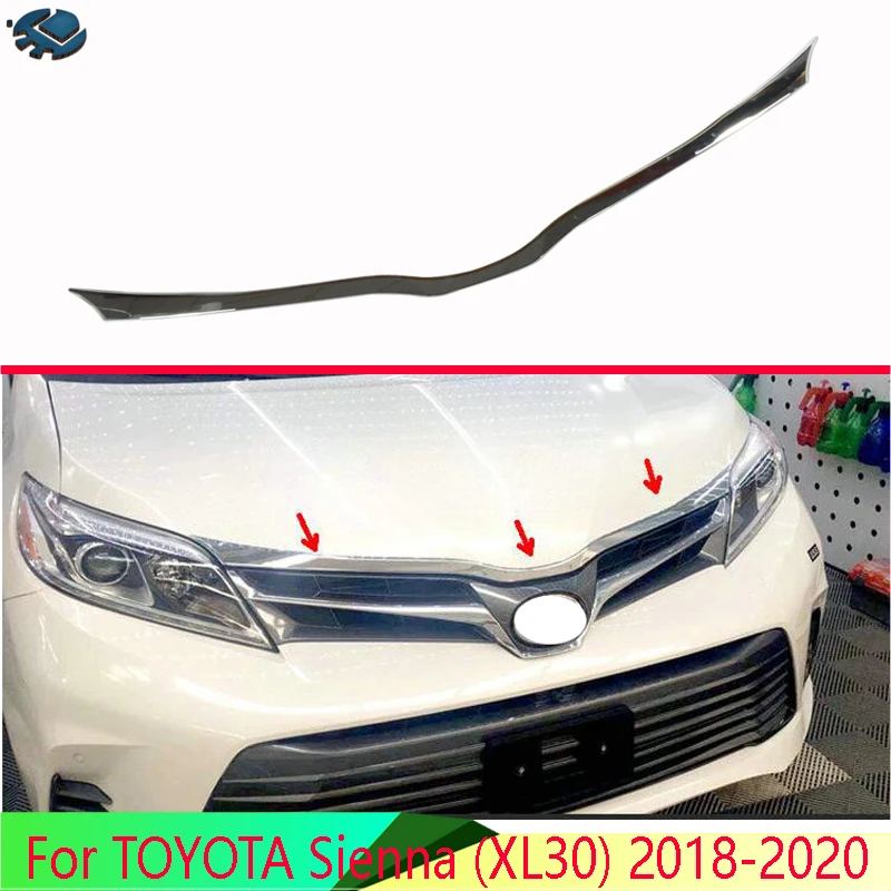 For TOYOTA Sienna (XL30) 2015-2020 ABS Chrome Front Hood Bonnet Grill Grille Bumper Lip Mesh Trim Cover Molding Car Styling