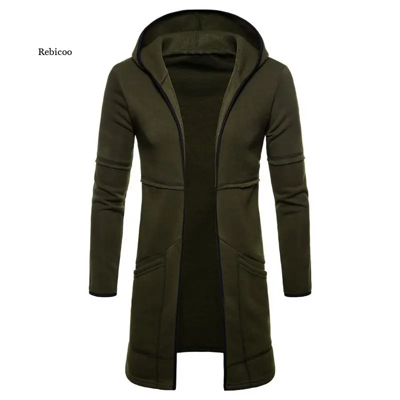 

Men Sweatshirt Mantle Hoodies Fashion Autumn Streetwear Long Open Front Cloak Man's Coat Jackets