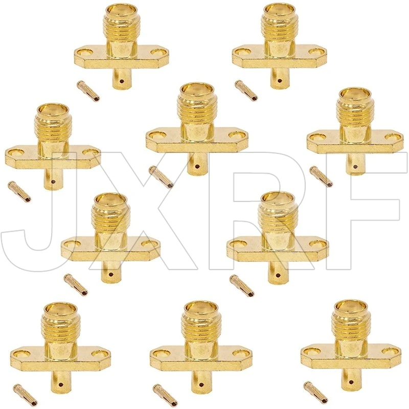 10PCS RF connector SMA Female Panel Mount 2 Holes for RG405 Coaxial Cable fast ship