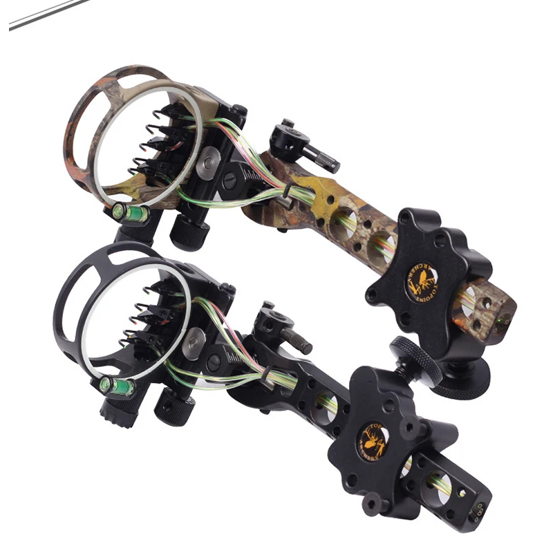 

Archery 5 Pin Bow Sight Long pole Micro-adjust 0.019 Optical Fiber Bow Sight For Compound Bow Archery Accessories TP7550