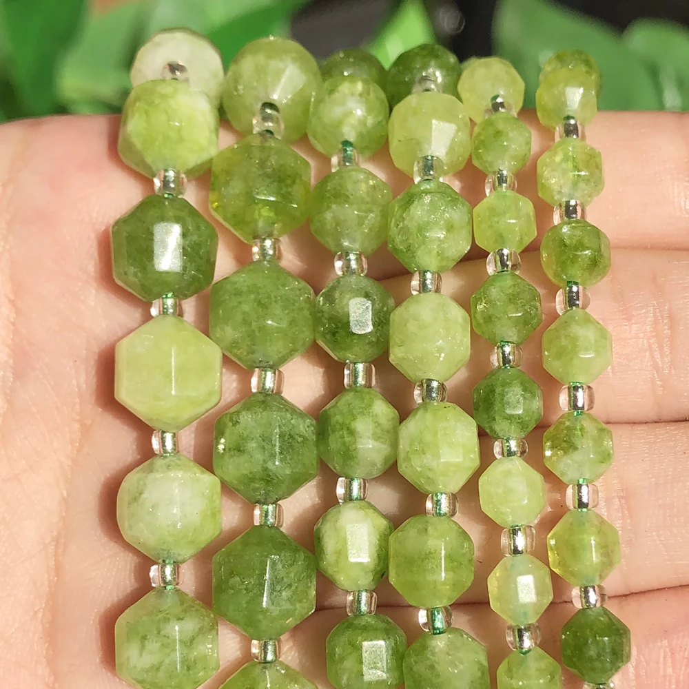 Green Peridot Faceted Beads Olive Shape Natural Stone Loose Spacer Beads 6 8 10mm for Jewelry Making Necklace Bracelet Handmade