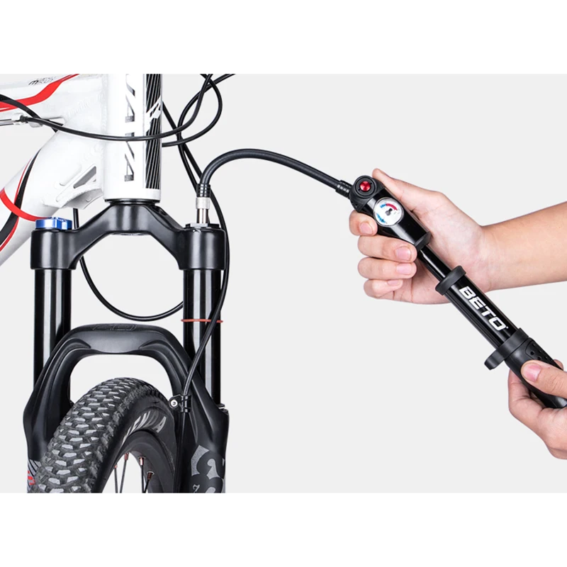 Taiwan BETO MP-036N Fork Tire Shock Bicycle Pump Bike Mini Pumps Air Inflator 300psi Gauge Compatible Schrader Presta