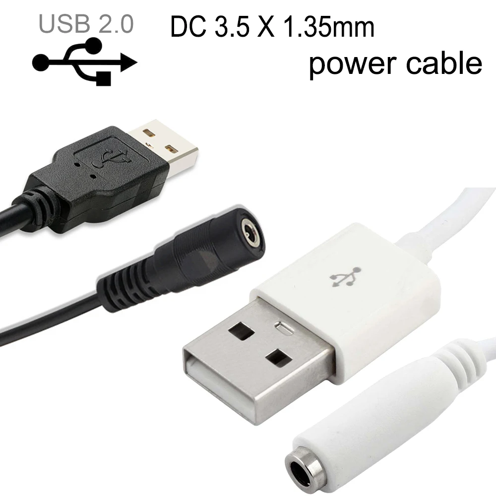 DC 3.5X1.35มม.USB 2.0ขั้วต่อชายสายไฟอะแดปเตอร์สีดำ