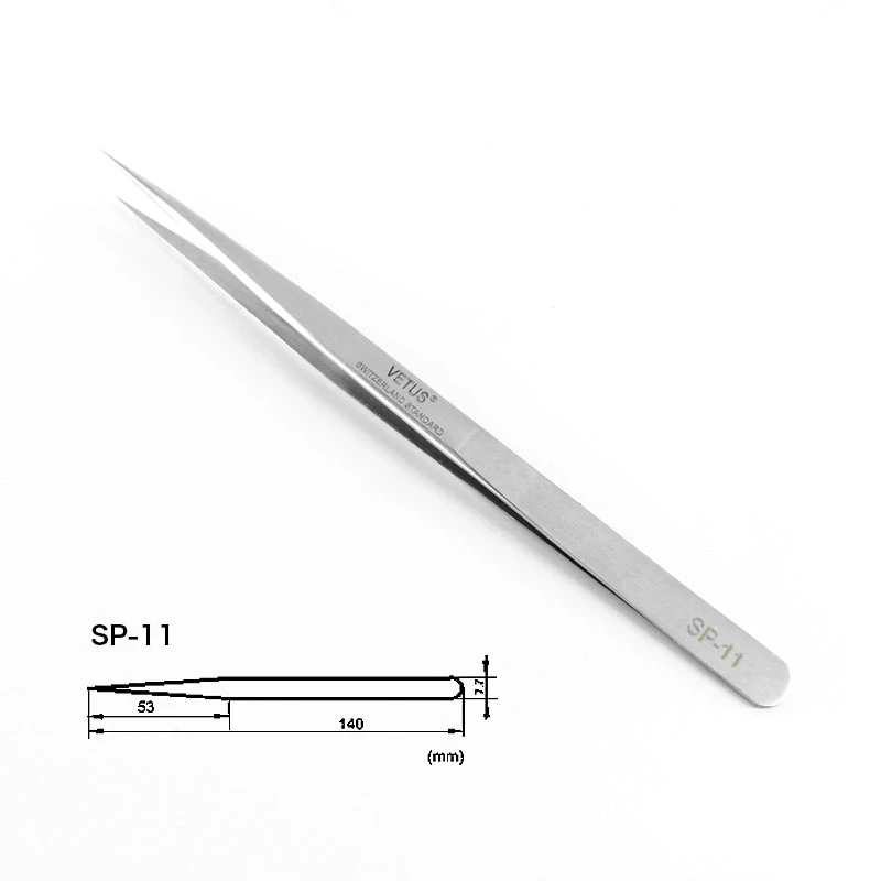 1pc VETUS SP Series Eyelash Tweezers Stainless Steel High Precision Accuracy Antistatic Tweezer With Security Labe Watch Tweezer