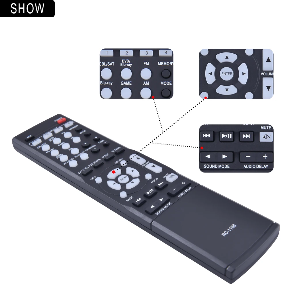 RC-1196 Replace Remote for Denon AV Receiver AVR-S500BT AVR-S510BT AVR-X520BT AVR-X510BT