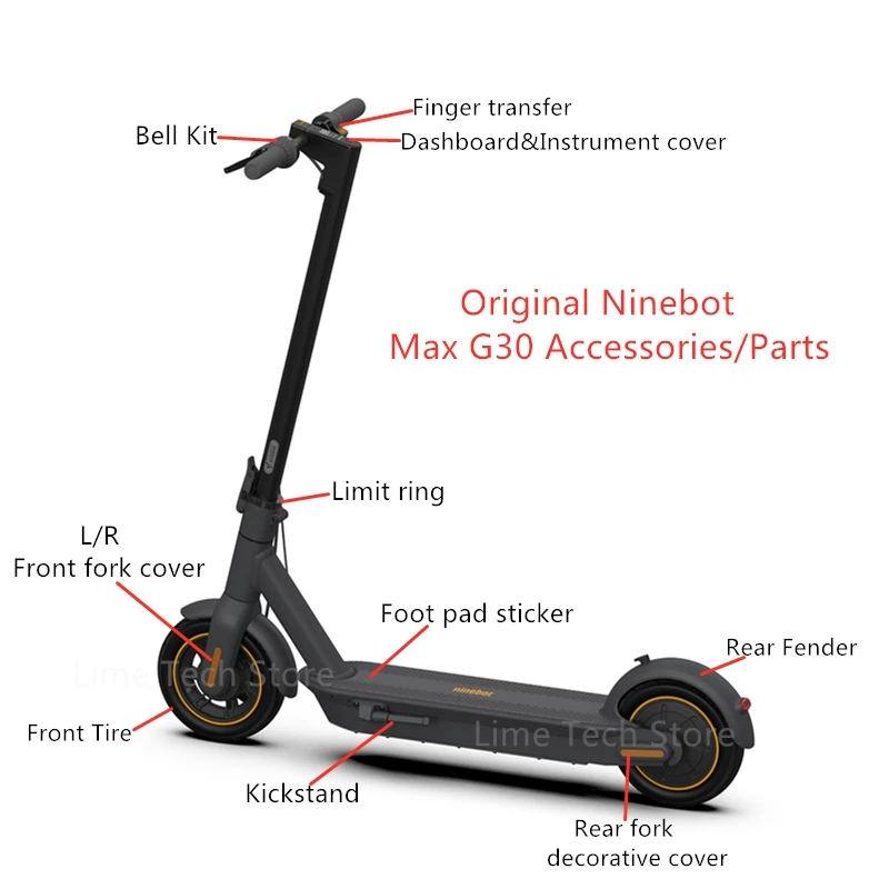 Original Ninebot MAX G30 Kickscooter Accessories Kit Controller Dashboard Rear Wheel Fork Brake Throttle Charger Fender parts