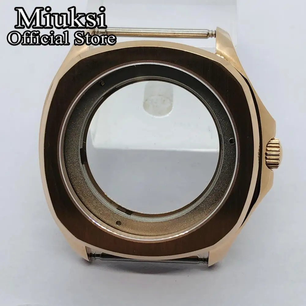 Miuksi 40mm rose gold watch case sapphire glass fit NH35 NH36 ETA2824 2836 Miyota8215 Mingzhu DG2813 3804 PT5000 movement