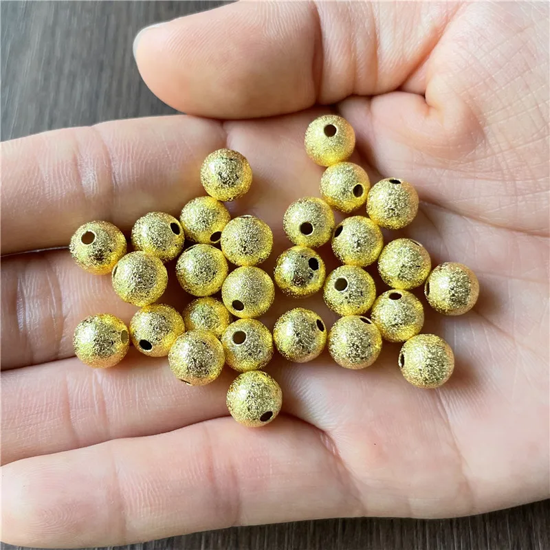 3-color 6/8/10mm metal copper frosted positioning spacer beads DIY making necklace and bracelet connectors