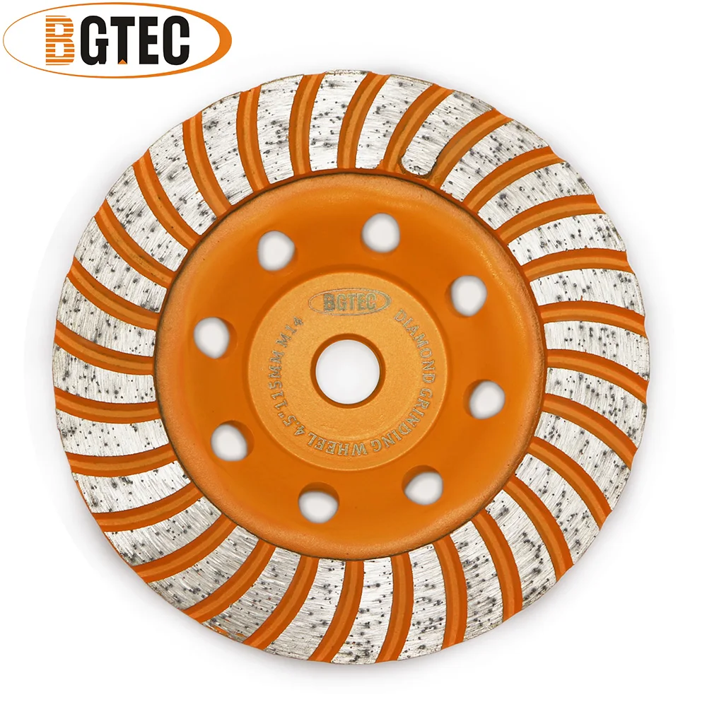 BGTEC 2 Buah Roda Gerinda Baris Turbo Berlian 4.5 Inci 115Mm M14 Benang Cakram Gerinda untuk Beton, Bahan Konstruksi