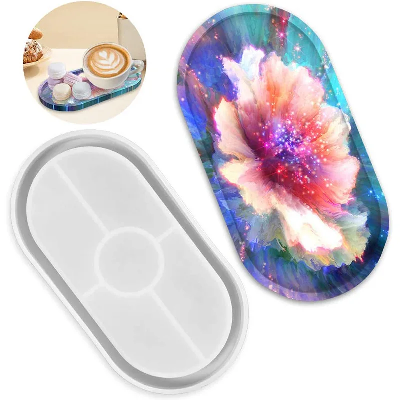 DIY Crystal Epoxy Resin Mold Mirror Surface Oval Dish Storage Tray Silicone Mold