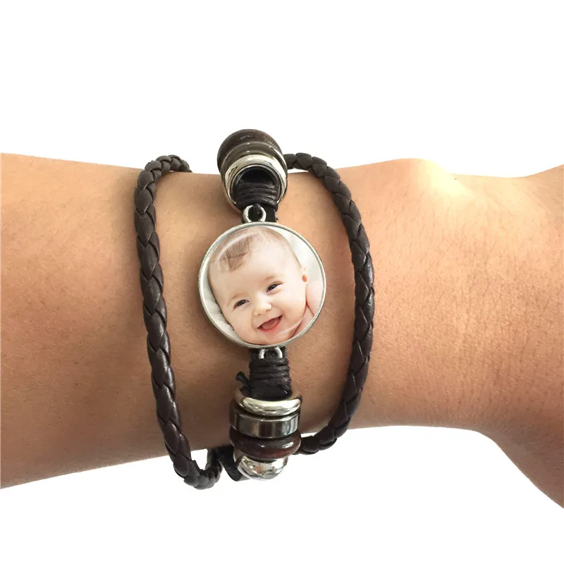 Bracelet Photo Personnalisé avec Logo pour Maman, Papa, Bébé, Enfants, Grand-père, Parents, Cadeau pour Travailleurs