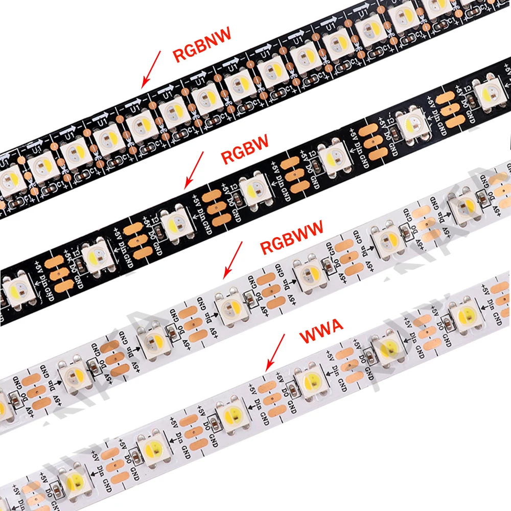 1m 2m 5m WS2812B WS2812 SK6812 Led Strip,Individually Addressable Smart RGB Led Strip,Black/White PCB Waterproof IP30/65/67 DC5V