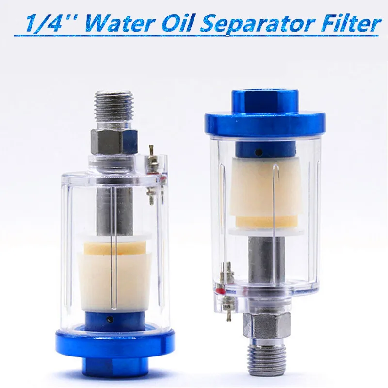 High Pressure 1/4\'\' Water Oil Separator Inline Air Hose Filter Moisture Trap For Compressor Spray Paint Gun Pneumatic Parts