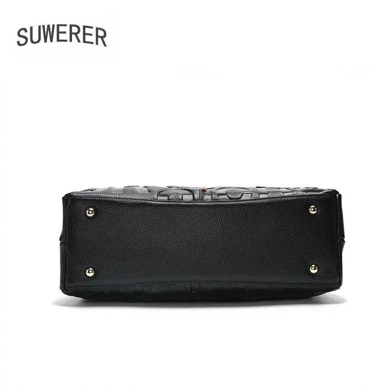 SUWERER New Women Genuine Leather bag Luxury famous brand women real cowhide bag fashion tote bag women leather shoulder bag