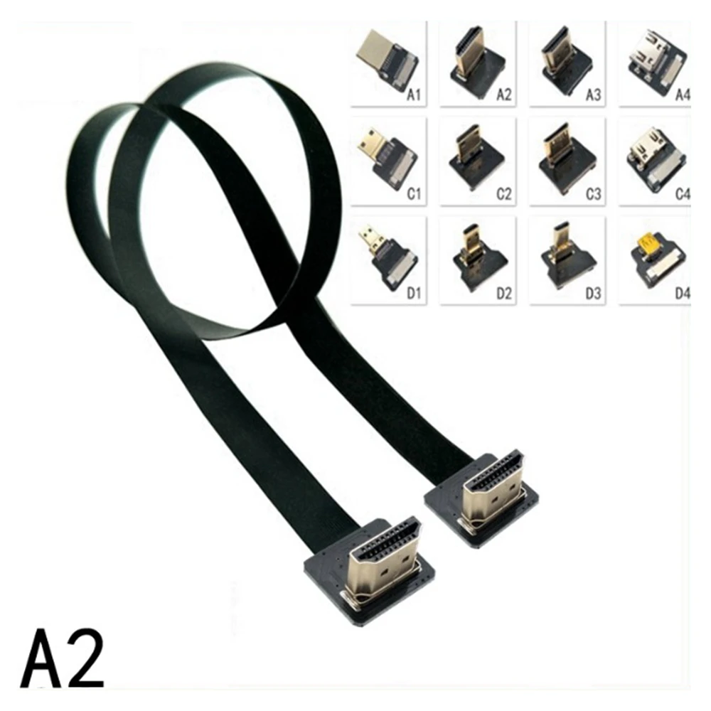 A2 Up Angled 90 Degree HD-compatible Type A Male to Male HDTV FPC Flat Cable 20cm 50cm 1m for Multicopter Aerial Photography