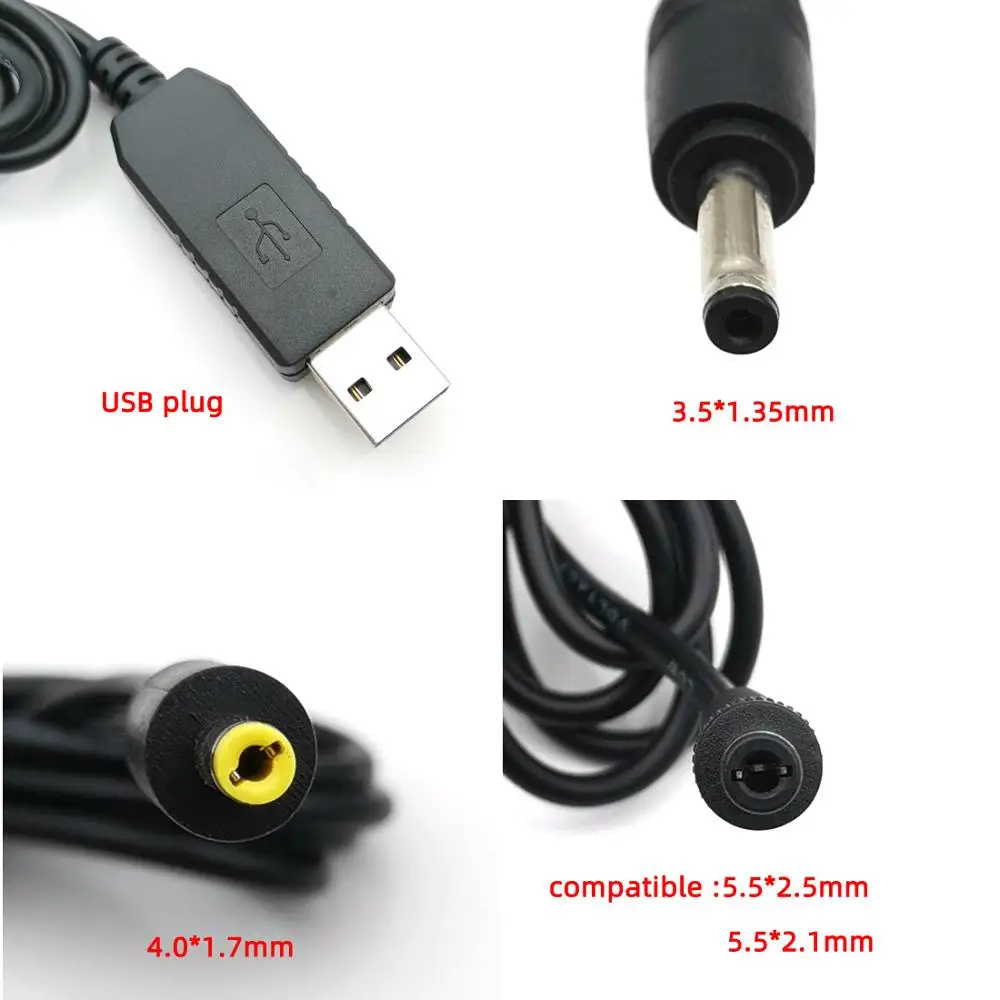 USB Boost Wire DC 5V to 9V 12V DC Jack 5.5x2.1mm 5.5*2.5 Mobile Phone Power Supply Step Up Power Module Converter Cable Cord