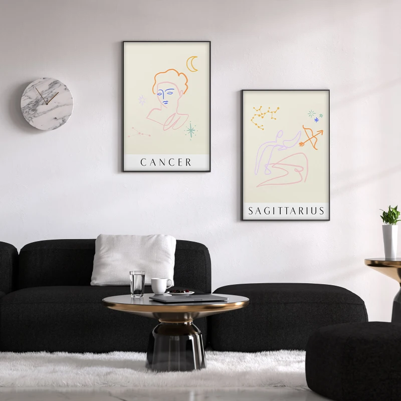 Nordic Pisces Zodiac Constellation Wall Art Canvas Poster Print Minimalist Astrology Sign Home Decor Painting