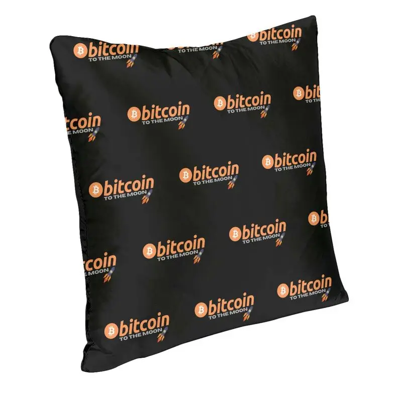 Modern BTC To The Moon! Cushion Cover Soft Encrypted Digital Currency Pillow Case for Living Room Pillowcase