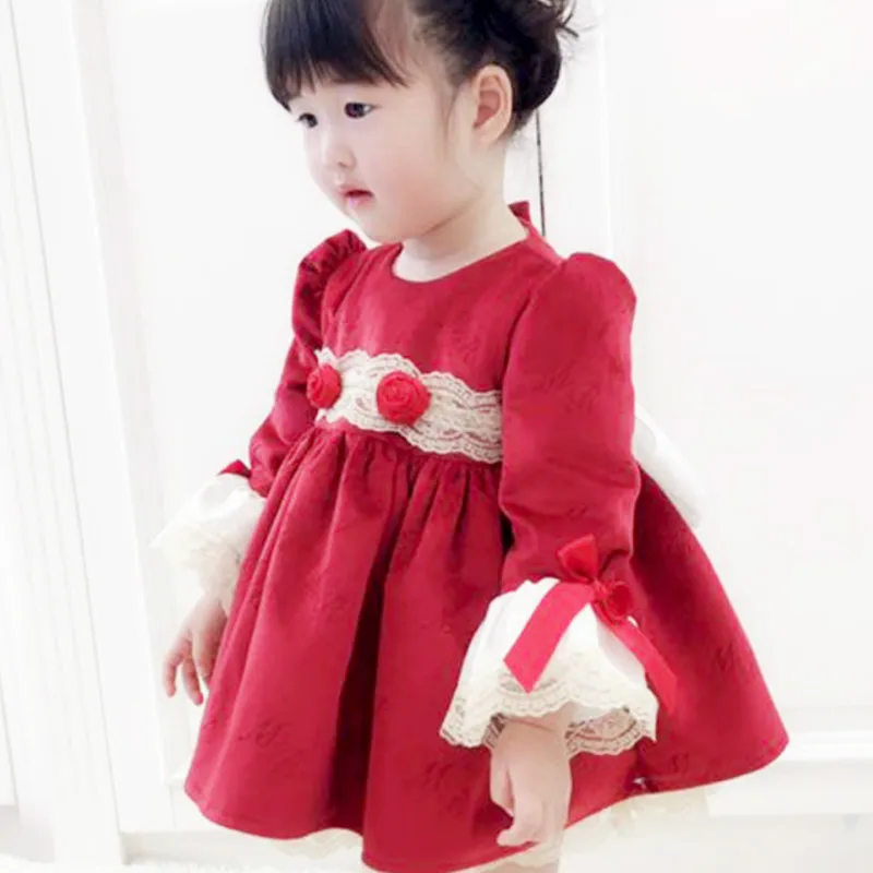 Winter New Spanish Children Dress New Year Princess Dress Gifts Girls Christmas Red Velvet Dress Quality Christmas Dress Girl