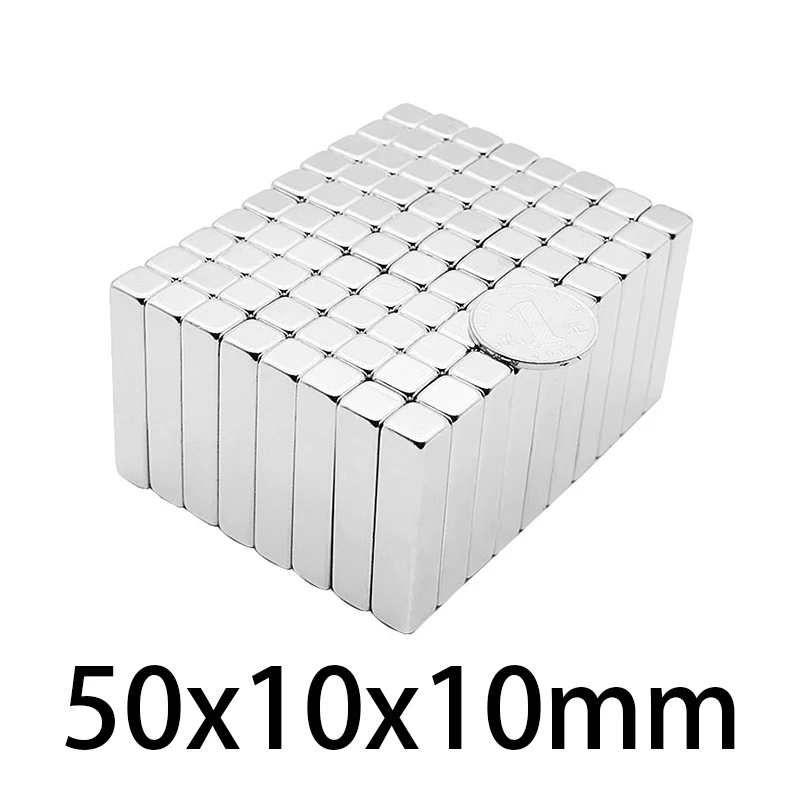 1-10PCS 50x10x10mm N35 Super Strong Neodymium Magnets Block Permanent Magnet 50x10x10 mm NdFeB Powerful Magnetic 50*10*10mm