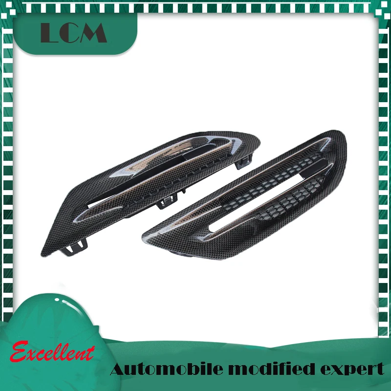 

For BMW M5 F10 2010+ Replacement Type Styling Car Side Fender Air Vent Trims Gloss Black ABS+Real Carbon Fiber Louvers-2 Pcs