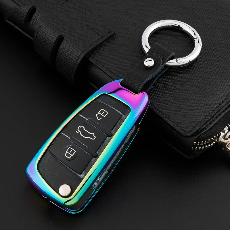 Colorful style Galvanized Alloy Car Key Cover Case For Audi A4 A4L A6L Q3 Q5 A7 A8 A5 Q7 TT A1 A3 Intelligent Remote Keyless