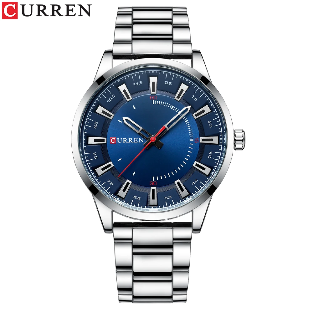 Curren Top Luxusmarke Edelstahl bänder lässig Business schwarze Männer Quarz Armbanduhr einfache Uhren für Männer 3