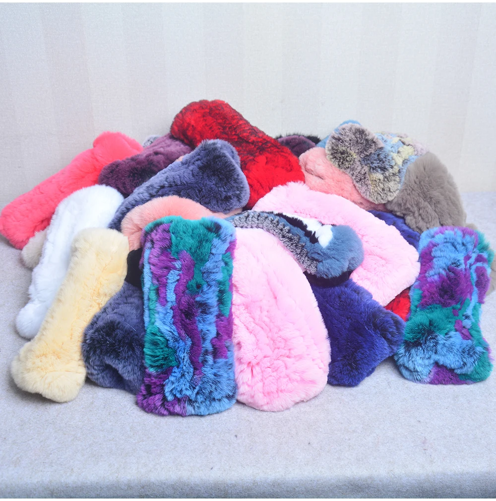 New Women 100% Real Genuine Knitted Rex Rabbit Fur Mittens Winter Warm Lady Real Fur Fingerless Gloves Handmade Knit Fur Mitten