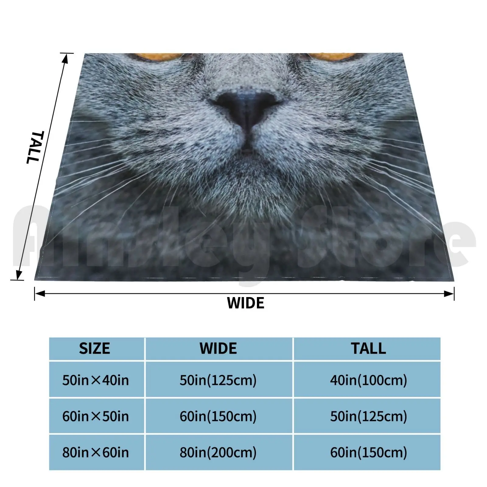 Grey Cat Face Blanket For Sofa Bed Travel British Shorthair Glance Grey Grey Cat Cat Mom Cat Dad Animal Funny