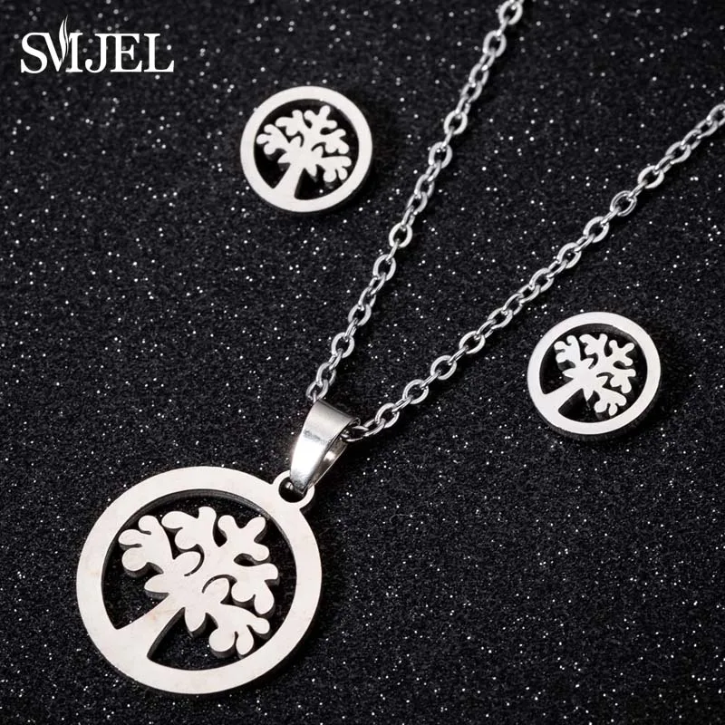 Cute Stainless Steel Butterfly Necklace & Earrings Set
