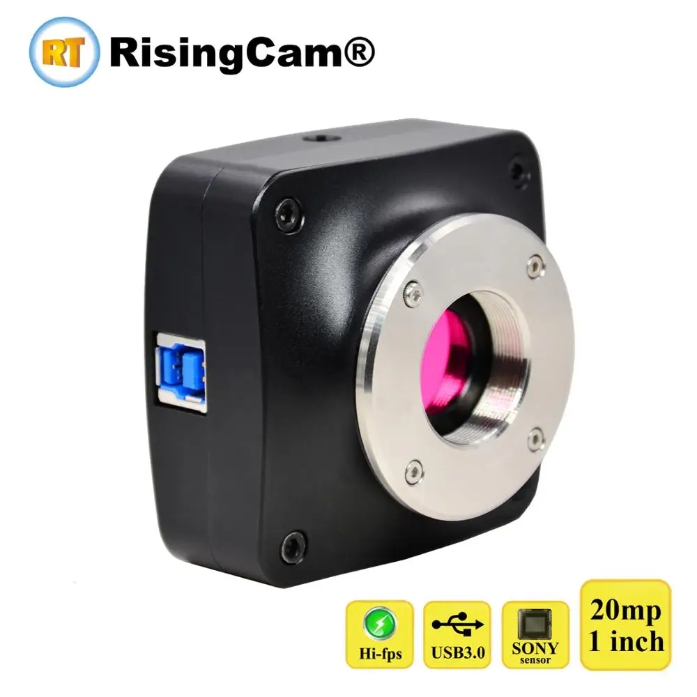 RisingCam color 20mp high resolution SONY IMX183 1inch large sensor C mount USB3.0 digital microscope Camera 20mp