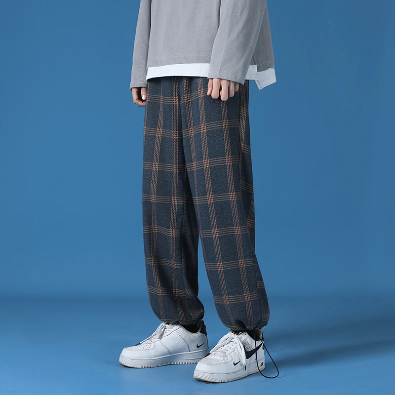 

Men's Plaid Casual Harem Pants Korean Man 2022 Loose Comfortable Length Trousers Harajuku New Male Plus Size Streetwear Trousers