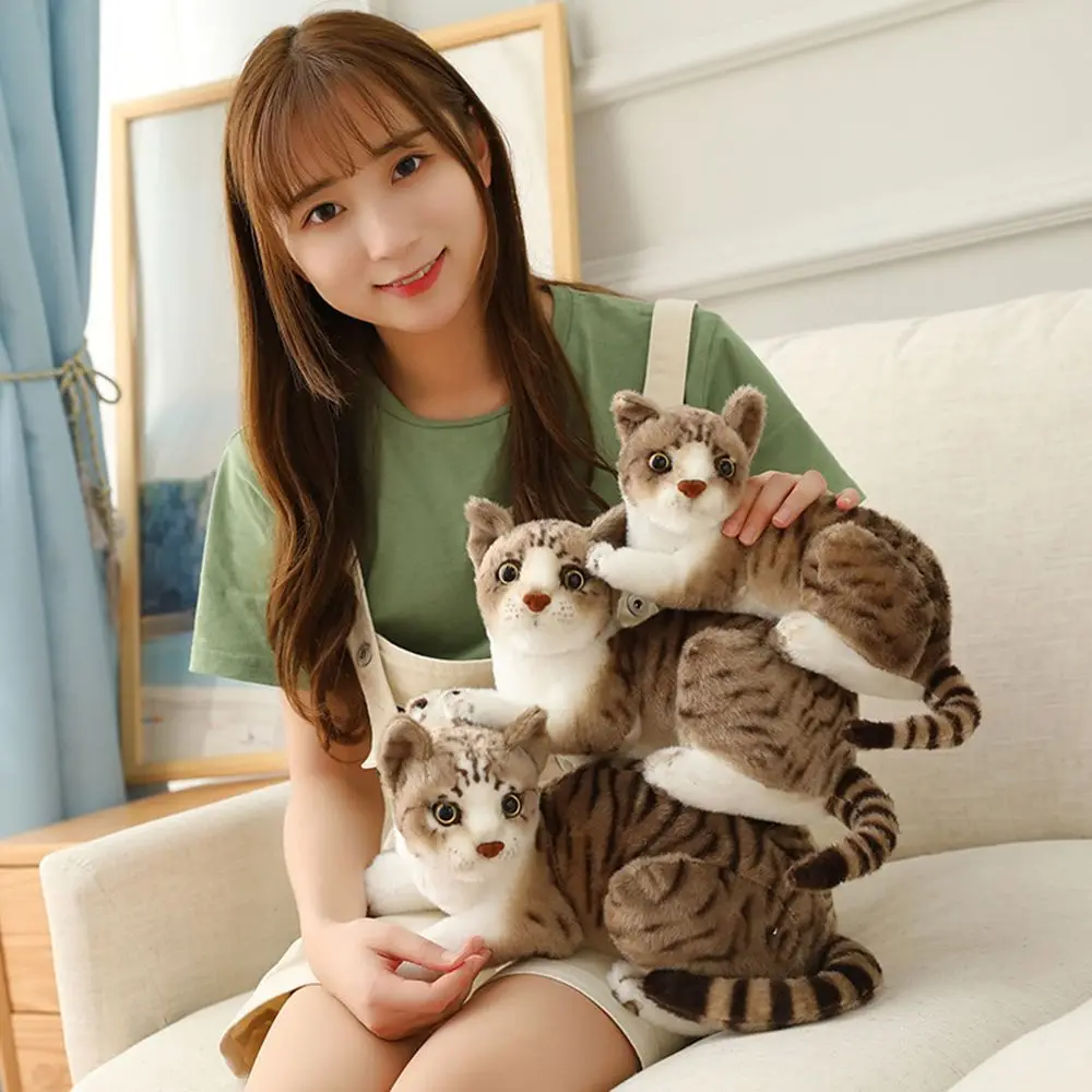 Baby Gift Simulation Pillow American Shorthai &Siamese Cat Plush&Stuffed Lifelike Doll Animal Pet Toys For Children Home Decor