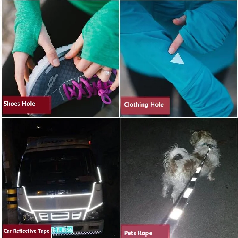Polyester Grey Silver Reflective Strip Sticker Raincoats Backpacks Night Warning Adhesive Reflector Tape