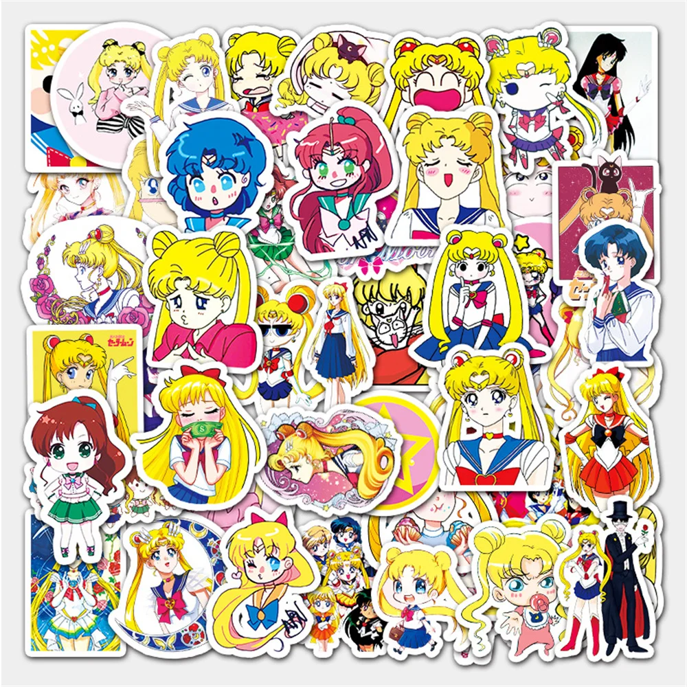 10/30/50PCS/ Moon Sailor Moon Doodle Laptop Guitar Motorcycle Luggage Skateboard Bike Waterproof Sticker Wholesale