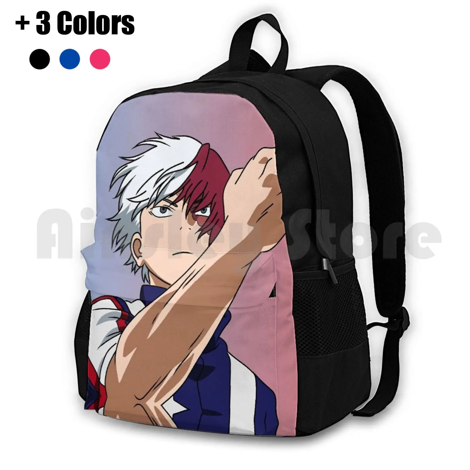 Todoroki Outdoor Hiking Backpack Waterproof Camping Travel Anime Manga Shoto Ice Fire Powers Hero My Hero