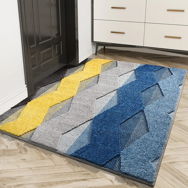 

Nordic Geometric Entrance Door Carpet And Rug Modern Concise Non-slip Bathroom Cushion Decor Home Kitchen Customized Blanket