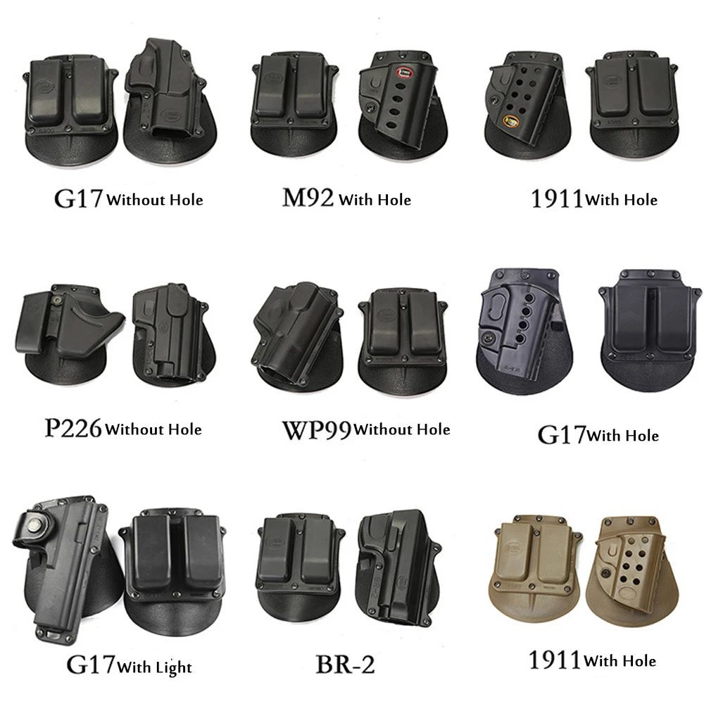 Coldre de arma tática para Glock 17, M92, 1911 Porta-pistola direita, bolsa de revista, militar, liberação rápida, Airsoft revólver caso