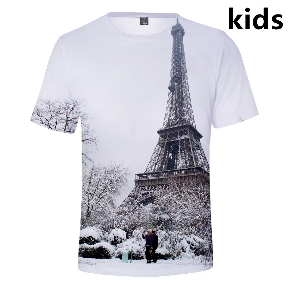 3 to 14 years kids t shirt France Paris Eiffel Tower printed t-shirt boys girls Harajuku cartoon t shirts tee children clothes