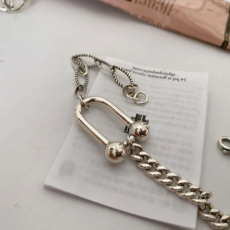 S925 Sterling Silver Bracelet for Women Korean Horseshoe U-shaped Simple Bracelet Jewelry Wholesale