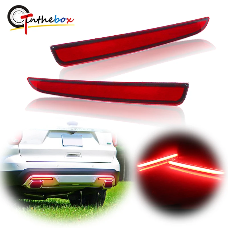 2pcs Full LED Rear Bumper Reflector Lights For 2016-2017 Ford Explorer Function as Tail, Brake & Rear Fog Lamps