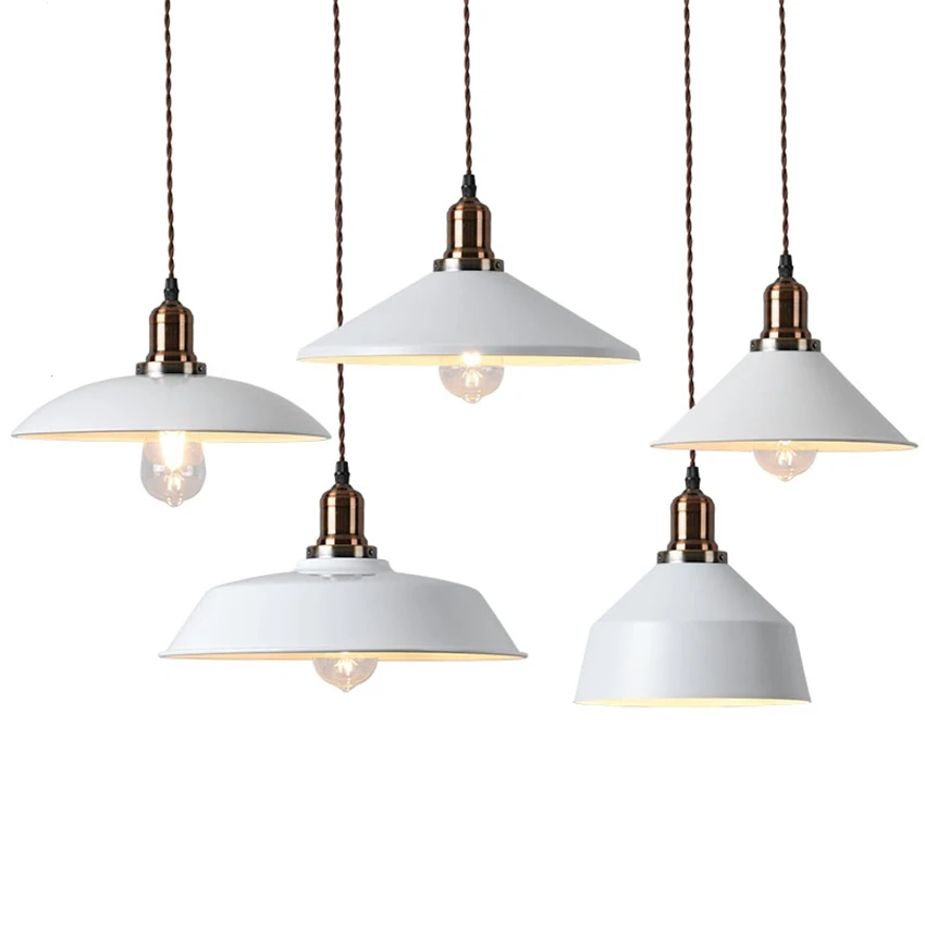 Loft industrial wind white pendant lights pot shade single lamps living room kitchen restaurant bar shop hanging lights fixtures