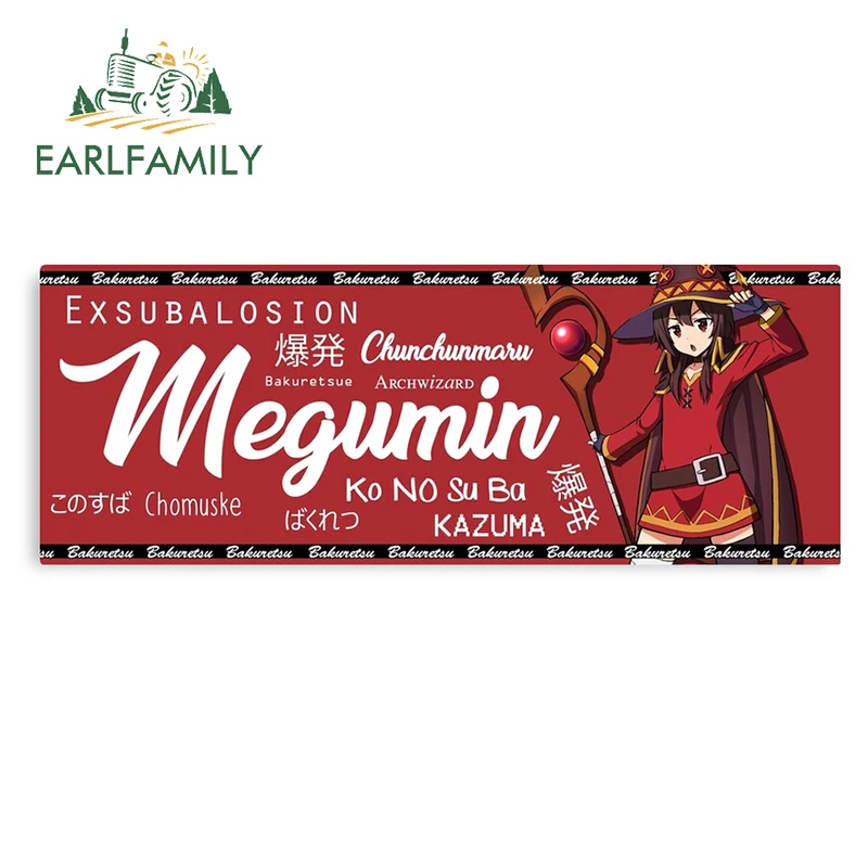 EARLFAMILY 13cm x 5cm for Megumin Card Car Sticker Anime DIY Decals Occlusion Scratch Decor Suitable for All Types of Vehicles