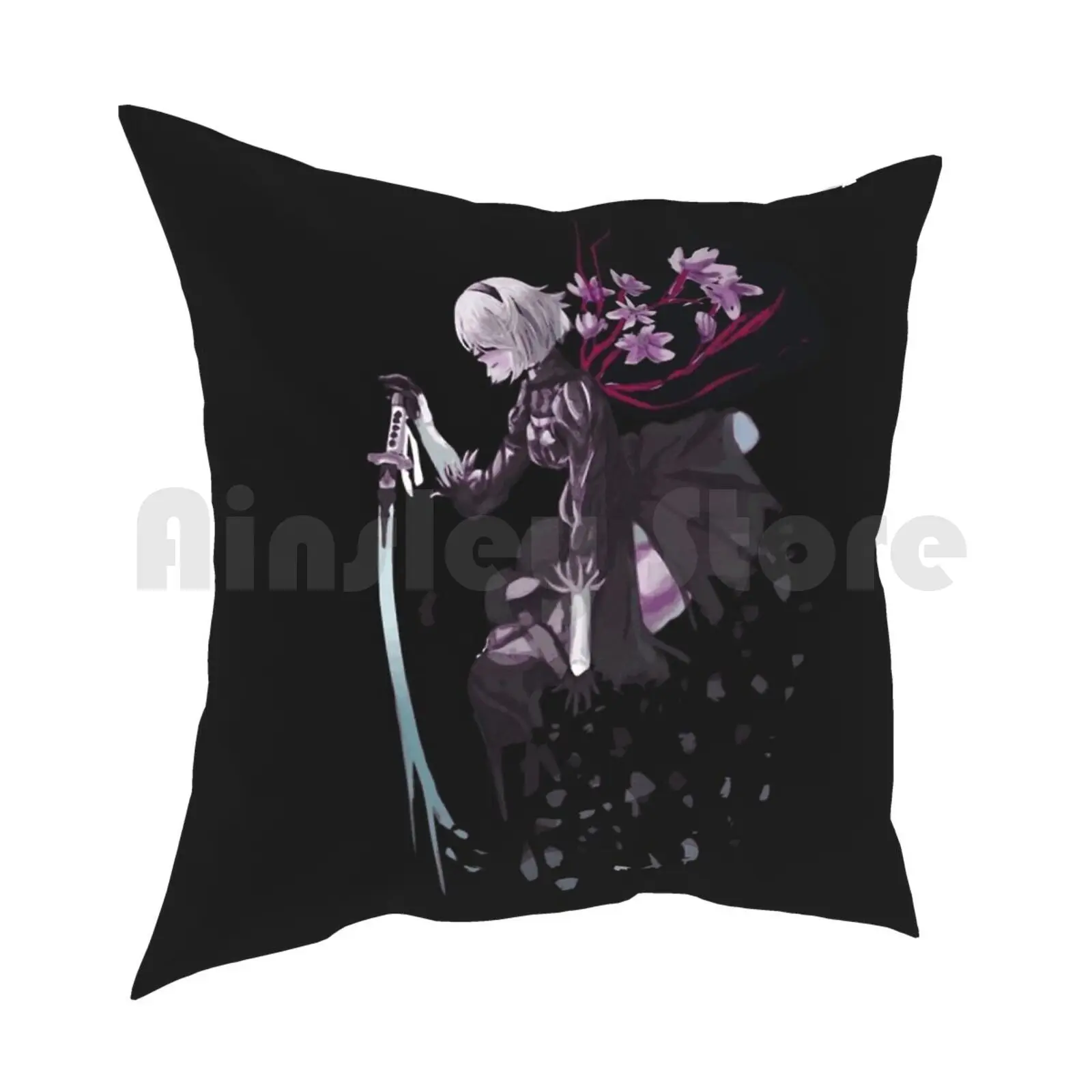 Untitled Pillow Case Printed Home Soft DIY Pillow cover Nier Automata Yoko Taro Platinum Games 2B Android Robot Gamer Geek