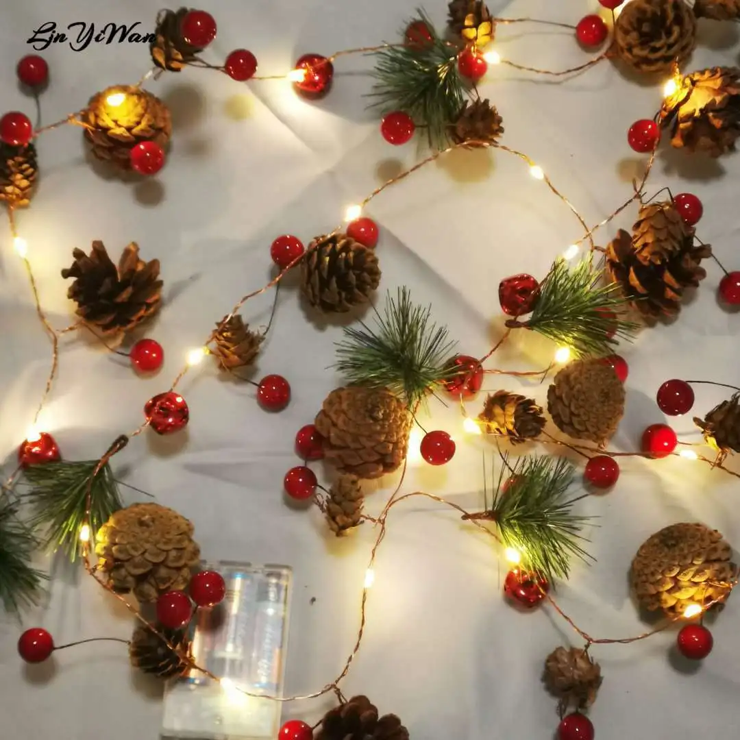 

Рождественская гирлянда pinecone, светодиодная гирлянда из медной проволоки, цветная лампа, креативная декоративная лампа