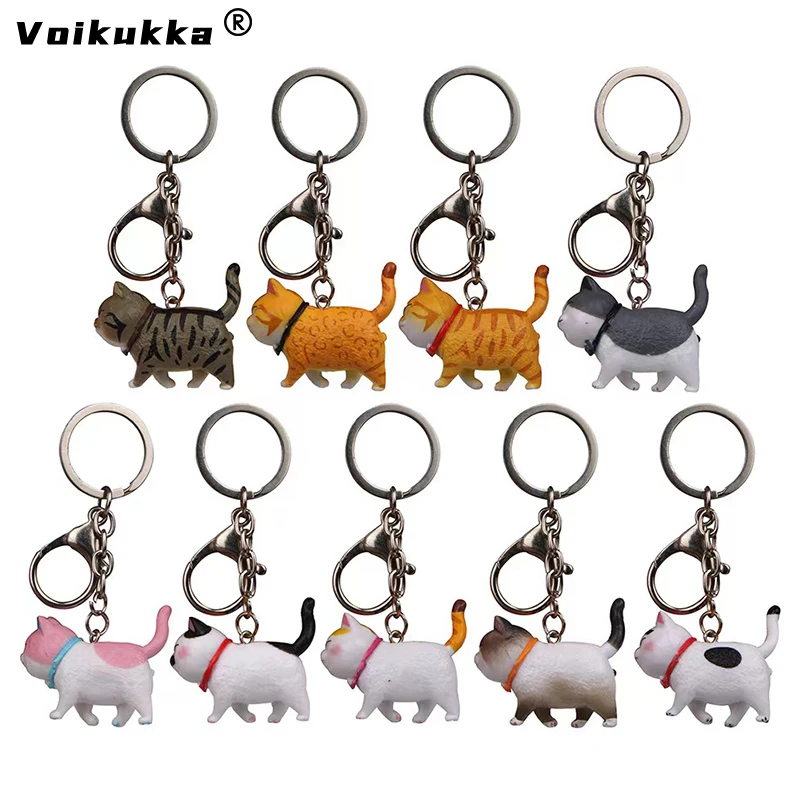 Second Generation 9 Models Cute Chubby Cat Bag Pendant Lovely Car Key Carabiner Keychain Charms For Ladies Men Women Gifts