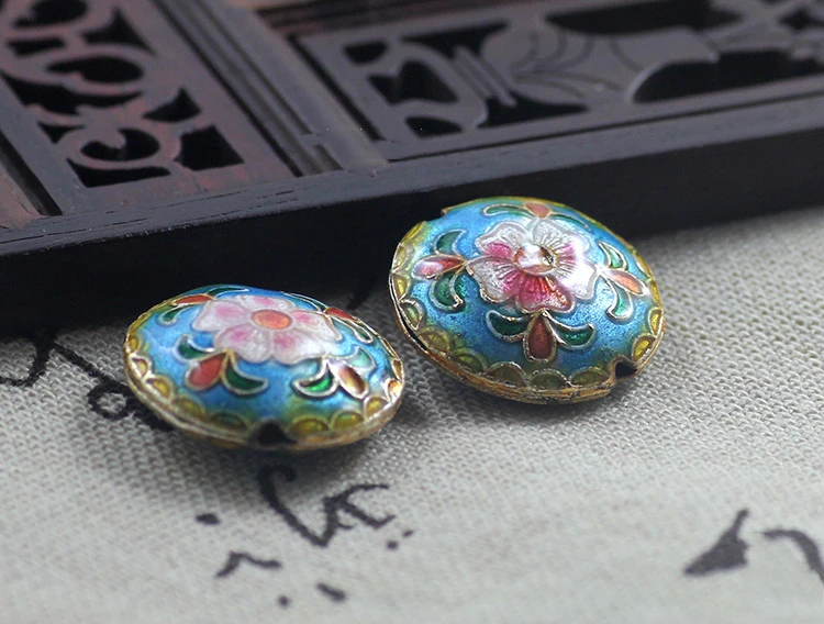 Enamel Filigree Floral Round Beads Cloisonne Accessories DIY Jewellery Making Supplier Necklace Earrings Bracelets 5pcs/lot