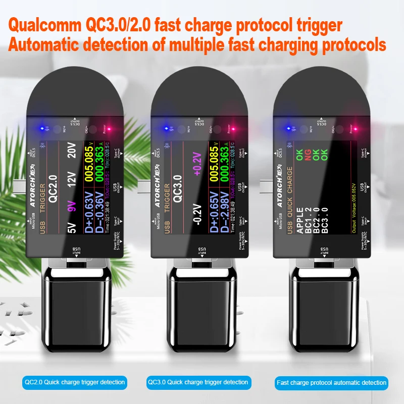 Imagem -05 - Usb Tester Tipo-c Digital Voltímetro Amperímetro Banco de Potência Tensão Detector Volt Medidor para Huawei Xiaomi pd Carga Rápida Ud24 dc