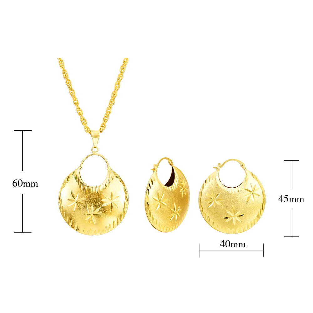 Ethlyn Senegal  Gold Color Jewelry Sets of 2 piece PNG Bag Shape Necklace Earrings for African Women S92